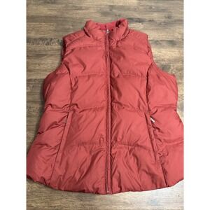 Eddie Bauer Vest Womens Small Petite Burgandy Goose Down Quilted Full Zip